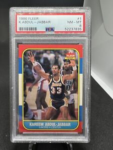 1986-87 Fleer Kareem Abdul-Jabbar #1 PSA 8 NM-MINT CENTERED! Lakers HOF