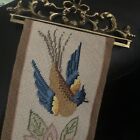 Vintage Birds Bell Pull  Tapestry Brass Of Needlepoint 73”L Thistle Beige