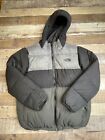 North Face Boys L Full Zip 550 Down Puffer Jacket Insulate Coat Gray Black