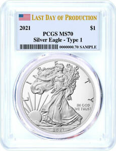 New Listing2021 $1 Silver Eagle Type 1 Last Day of Production PCGS MS70 Flag Label