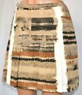 AKRIS PUNTO ABSTRACT STRIPPED PLEATED DUST MULTI-COLOR BACK ZIPPER SKIRT SIZE 12