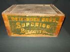 Vintage DEININGER BROS. BISCUITS Wood Crate w/ Lid