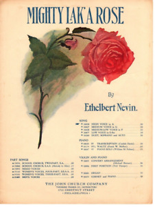 New ListingSheet Music Antique Mighty Lak'a Rose 1901 By: Ethelbert Nevin
