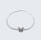 NEW 100% Authentic PANDORA 925 Butterfly Clasp Snake Chain Bracelet 590782C01