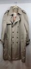 Vintage London Fog Double Breasted Men's Tan Trench Coat, Size 44 Long Lined