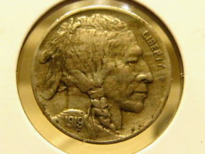 Rare AU 1919-D Buffalo nickel ... with a full horn ( item #4C035E )