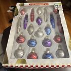 VINTAGE Holiday Time 21 Multicolored GLASS ORNAMENTS  Still In Box Christmas
