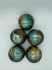 New ListingSET of 5  Pier 1 GLASS BALL Taupe & Turquoise Foil Decorative Sphere Marble