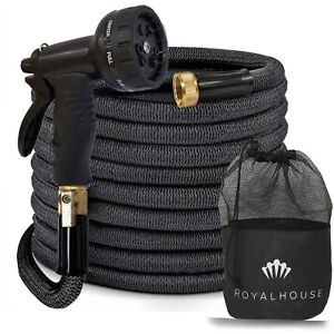 ROYALHOUSE 75 FT Black Expandable Garden Hose Water Hose with 9-Function Nozzle