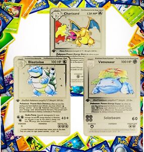 Charizard Blastoise Venusaur  Gold Metal Pokémon Card Collectible Gift