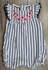 Baby Girl Clothes Carter's 3 Month Blue Floral Striped Romper Outfit