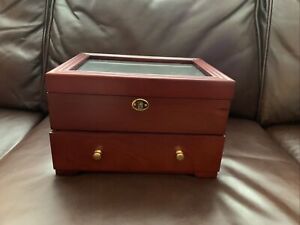 Jewelry box Cherry Wood with One Drawer and One Lockable Portion