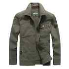 Men's Cargo Jackets Spring Autumn Cotton Multi-pocketLoose Midlength Coat