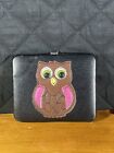 Owl Print Small  Wallet Black /pink Inside