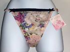 Vintage Ladies LeJaby Rose 100% Silk Floral String Bikini ~ Large NWT
