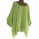 Womens Casual Plus Size Loose Cotton Linen Solid Color Tops O-Neck Shirt Blouse