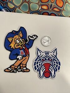 (2) Arizona Wildcats Vintage Embroidered Iron On Patches Patch Lot 3.5” &2.5”