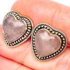 Rose Quartz Heart 925 Sterling Silver Earrings 5/8