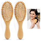 2 Bamboo Bristle Hair Brushes Natural Wooden Paddle Brush Oval Spa Scalp Massage