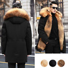 Jacket Overcoat Coat Outwear Parka Winter Warm Long Hooded Men Faux Fur -