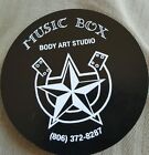 Sticker med size vintage tattoo shop music box