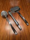 All-Clad Stainless - Set of Three Kitchen Tools - Fish Spatula, Tongs, Strainer