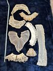 Lot Of Antique French LACE Trims + Heavily Embroidered Sleeves & Collars