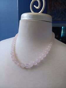 Pink Rose Quartz Round Bead Necklace Vintage 19 inches Long 💖