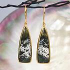 Earrings River Jasper Cabochon with 18K Gold Vermeil over Sterling Silver 7.79 g