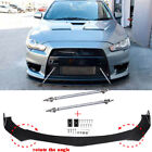 Car Front Bumper Lip Spoiler Splitter + Strut Rods For 08-15 Mitsubishi Lancer (For: Mitsubishi Lancer)