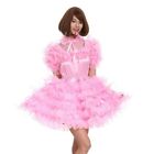Sissy girl maid satin-Organza lockable pink dress Cosplay Costume Tailor-made