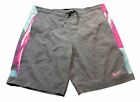 Nike Swim Trunks Adult Mens L Large Size Pink Gray Lined Board Shorts Logo