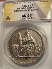 FRENCH INDO-CHINA 1925-A Piastre 1P FR Anacs Grade  AU53  Corroded Cleaned