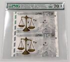 PMG 70 Star Paper Money Guarantee 2015-2020 PMG 15th Anniv 10g Silver Uncut Pair