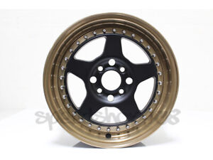 ROTA Wheels Kyusha 15X7 +38 4X100 Black w/ Bronze Lip FOR CIVIC INTEGRA DEL SOL