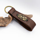 Personalized Elven Keychain Celtic Anniversary Leather Keyring with Vines Keyfob