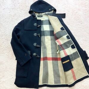 Men's Burberry BRIT Wool duffel coat Nova check navy Size L.