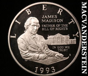 1993-S James Madison Commemorative Silver Half Dollar - Gem Proof Lustrous #V738