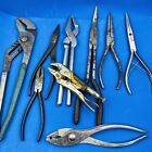 Vtg 9pc Tool Lot Pliers Channel Locks Vise Grips Needle Nose Snap-On & More USA
