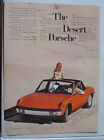 1973 Porsche 914 Print Ad ~ The DESERT Porsche Orange Convertible Wind & Sand