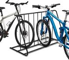 MyGift 6 Bicycle Capacity Black Steel Pipe Double Sided Durable Bike Rack Stand