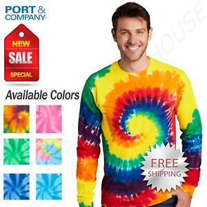 Port & Company Mens Tie-Dye 100% Cotton Long Sleeve Standard Fit T-Shirt PC147LS