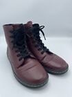 Dr. Martens Leyton Combat Boots Women US Size 9 Burgundy Oxblood Leather Lace Up