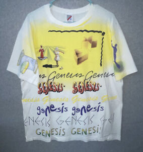 GENESIS All Over Print 1992 Tour Vintage Phil Collins Gabriel White T-Shirt XL
