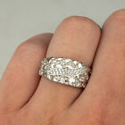 Mens REAL Solid 925 Sterling Silver Nugget Band Ring Iced CZ Band ICY Claw Mark