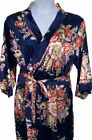 Satin Short Robe By Allegrace Sz 3XL NWOT Blue Orange Pink Kimono Sleeve 2X 22