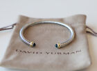 David Yurman Silver 4mm Cable Classics Hampton Blue Topaz & 18k Gold Bracelet