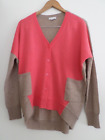 Garnet Hill Cashmere long tan and pink v neck hi lo oversize button cardigan S