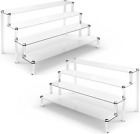 2 Pack 4 Tier Clear Acrylic Display Risers Stand Shelf Acrylic Stands Display