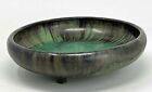 ANTIQUE FULPER POTTERY GLAZED MATTE FINISH GREEN FLAMBÉ FOOTED LOW BOWL**WOW!!